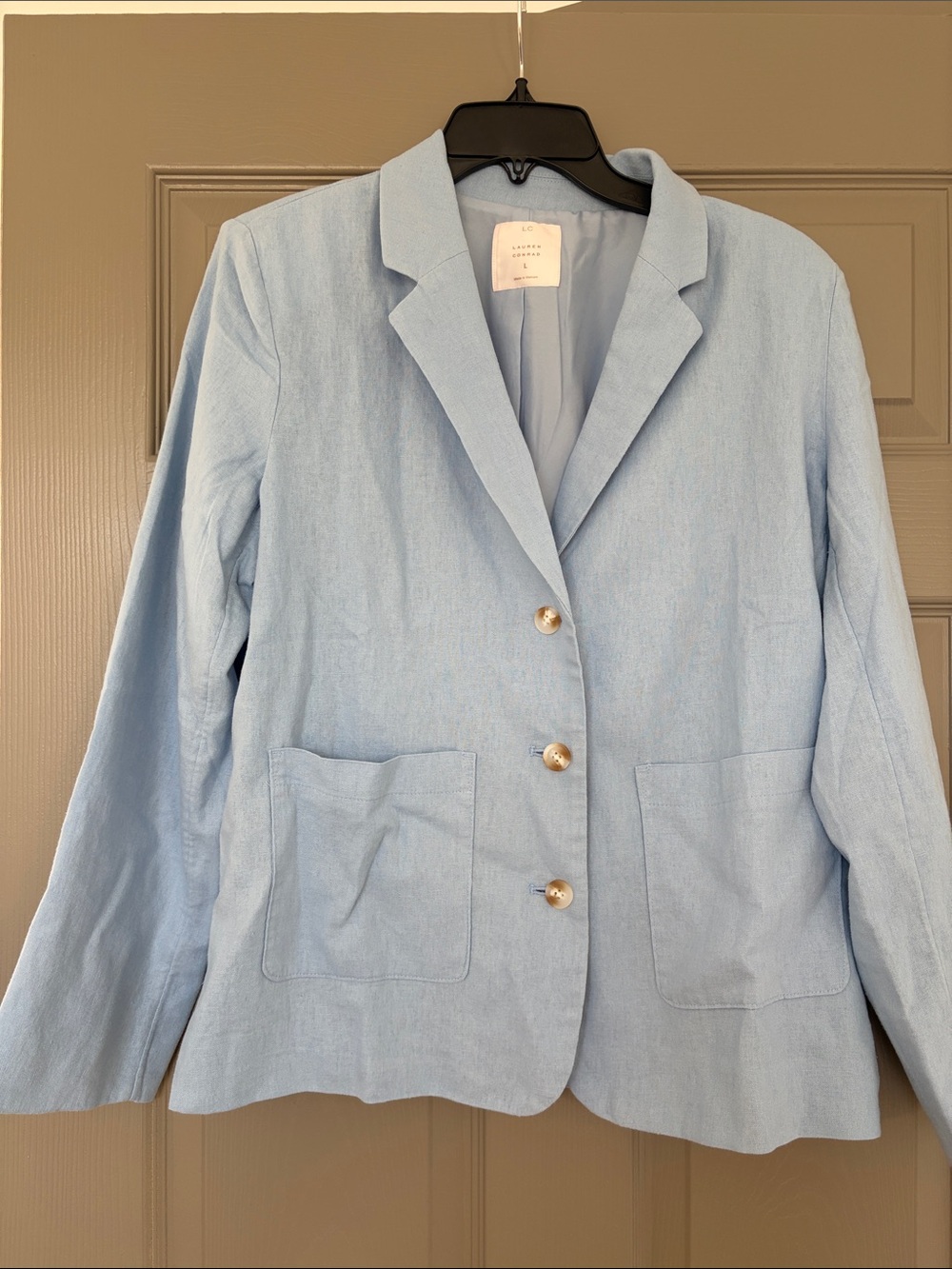 LC Lauren Conrad Powder Blue Single-Breasted Linen Blend Blazer